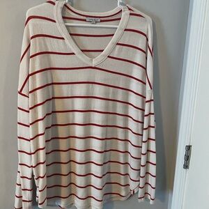 White Birch Red and White Striped Long Sleeve Top